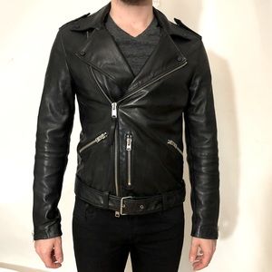All Saints Black Leather Small Moto Jacket